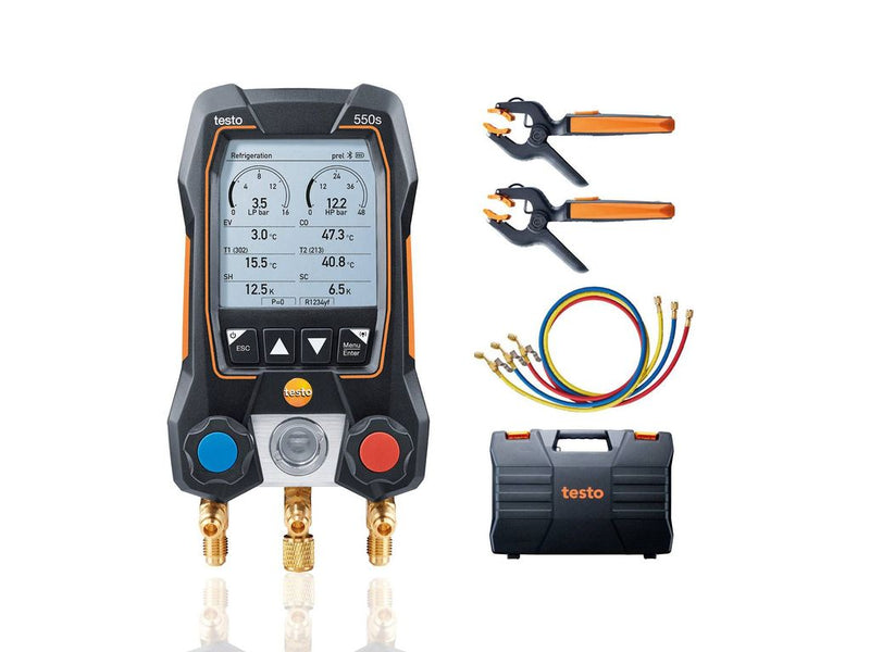 Testo 550s Smart Digital Manifold | Wireless Hose & Temperature Probes