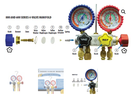 Imperial 847CKPSC 4-Valve Manifold 3 x 5/16 / 1 x 3/8 Hose Set