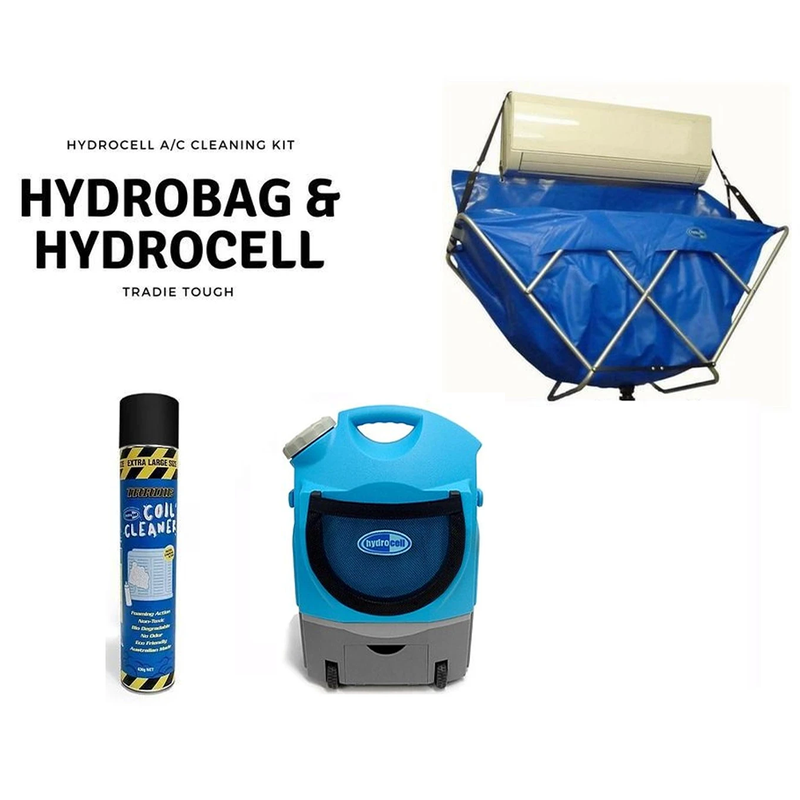 Complete Hydrocell aircon cleaning kit – washer, Hydrobag, wand, coil cleaner