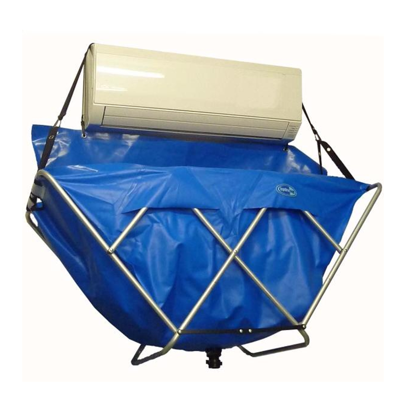 Hydrobag 1200D waterproof canvas catching wastewater during mini-split coil rinse