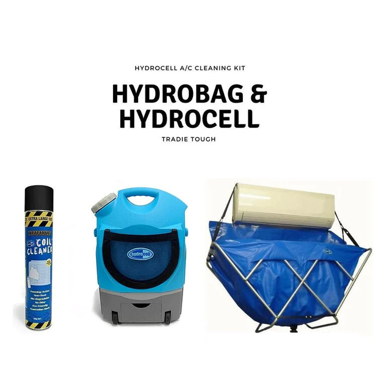 Hydrocell Tradie 17L portable 12V washer with Hydrobag for split-system cleaning