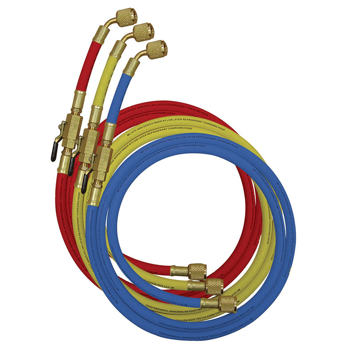 Mastercool 150cm Hose Set Of 3 - 1/4" W/ball Valve 90262-60