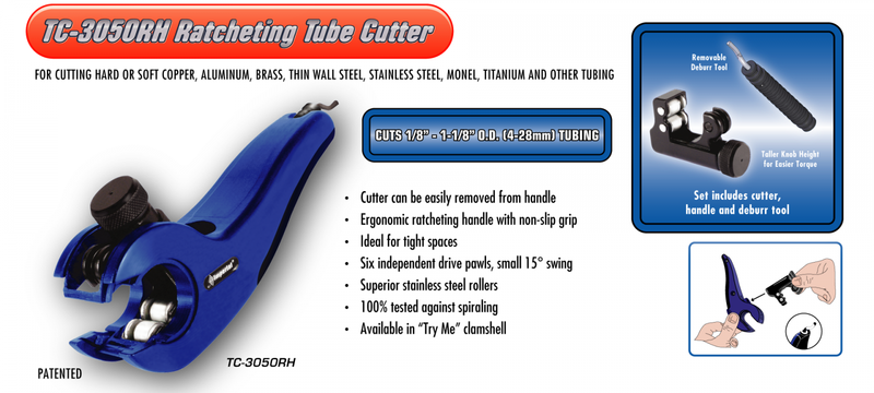 Imperial Ratcheting Tube Cutter For 1/8" To 1-1/8" Tc-3050rh