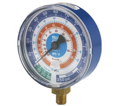 Yellow Jacket 3-1/8 in. 80mm Dry Manifold Blue Compound Celsius Gauge KPa/PSI R-32/410A - 49110