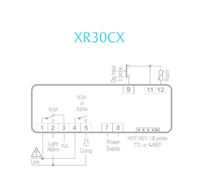 Dixell - XR30CX-B Digital Controller Med Temp 240V NTC + Alarm (Blue)