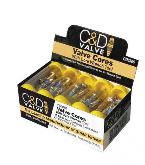 C&D CD3805 Valve Cores w/ Core Wrench Tool
