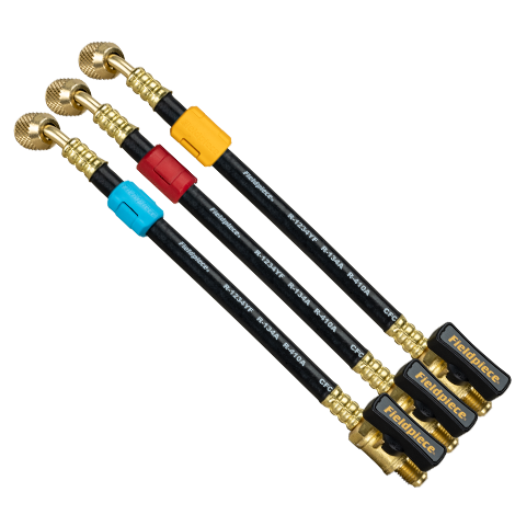 Charging hose extensions for cleaner refrigerant charging rigs with better hose routing and control
