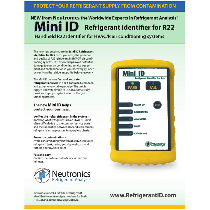 Neutronics Refrigerant Identifier R22 Mini ID